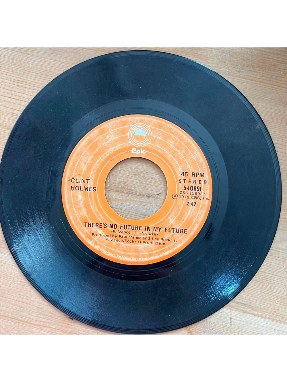Clint Holmes -There's np Future in my Future/Playground in my Mind 45rpm VG+ R08